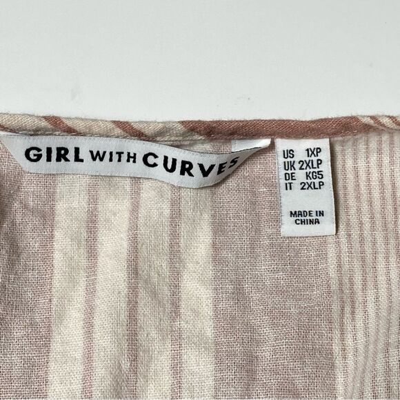 Girl With Curves Linen Blend Striped Casual Beachy Midi Dress Women's Size 1XP - Picture 13 of 16